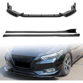تنورة جانبية للشفة الأمامية متوافقة مع 2020-2023 لسيارة Nissan Sentra Sedan Advance/S Plus/S/Sense/SR/SV 2020-2021 لسيارة Nissan Sentra Sedan حصريًا شفة أمامية سوداء لامعة in Saudi Arabia