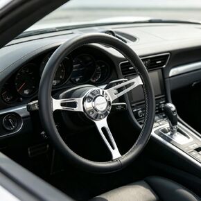 15 Inch Steering Wheel,6 Bolt 3 Spokes Chrome-Plated aluminum alloy Black Microfiber Leather Grip Deep Dish 54MM with horn Fit for Cars,for Classic Car,for Vintage Car steering wheel in Saudi Arabia