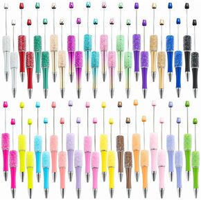 Beadable Pen Bulk 48Pcs Glitter Pens for Women Sparkly Rhinestones Fancy Pens Tween Girls Trendy Stuffs Cute Pens Kawaii School Supplies for Girls Teachers Office in Saudi Arabia