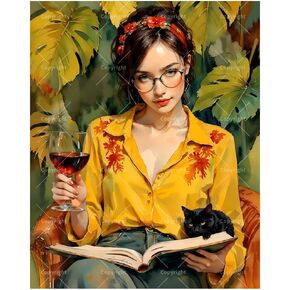 Vintage Portrait Paint by Numbers Kit for Adults - DIY Retro Woman with Sunglasses Painting on Canvas 16x20In, Acrylic Paint Set, Suitable for Beginners, Wall Art for Home Decoration or Gifts in Kuwait