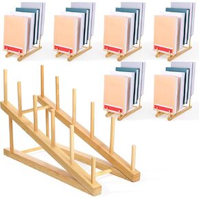 6 Pcs Wood Book Stand, 5-Tier Portable Tabletop Book Display Puzzle Rack Plate Stands for Display Wooden Dish Rack for Home Kitchen, Tabletop, Craft Shows in Kuwait