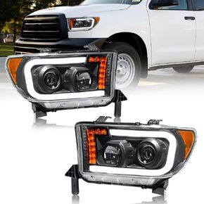 Headlights Projector for 2007-2013 Toyota Tundra Headlights w/LED DRL Compatible with 2008-2017 Toyota Sequoia 2 Headlamps Black Housing Amber Reflector in Saudi Arabia