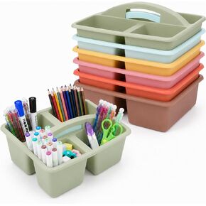 6 Pack Assorted Colors Classrooms Caddy 4 Compartment Classroom Caddy Compartment Caddies Set Table Caddies Classrooms with Handle for Classroom Organization Table Desk Office Supplies(Pastel) in Saudi Arabia