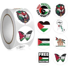 500Pcs Free Palestine Stickers Roll - 8 Freedom Stand with Palestine Flags Decal - Easy Stick & Removeable for Scarpbook Craft Notebooks Letters Window Teens Students Teachers in Kuwait