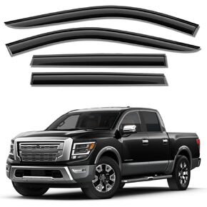 واقيات المطر لحاجب النافذة من ROMAL لسيارة Nissan Titan Crew Cab 2017-2023، Nissan Titan XD Crew Cab 2016-2023 - واقيات مطر خارجية للشاحنة - عاكسات نافذة متينة للغاية - مجموعة من 4 قطع in Kuwait