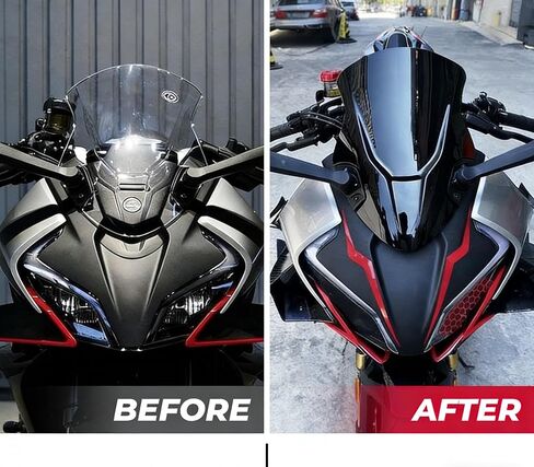 Black Motorcycle Windshield Wind Screen Compatible with CFMOTO 450SS 2024 2025 2026,Perfect Fit,Aerodynamics and Comfort,Direct Installation,CFMOTO 450SS Accessories,CFMOTO 450SS Windshield in Saudi Arabia