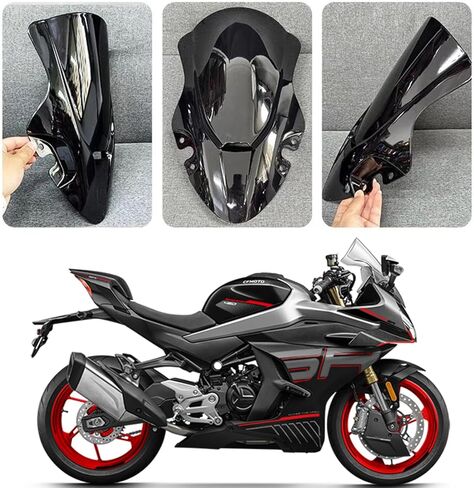 Black Motorcycle Windshield Wind Screen Compatible with CFMOTO 450SS 2024 2025 2026,Perfect Fit,Aerodynamics and Comfort,Direct Installation,CFMOTO 450SS Accessories,CFMOTO 450SS Windshield in Saudi Arabia