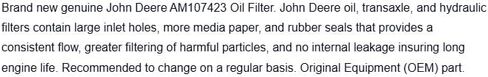Replacement for John Deere Original Equipment Oil Filter #AM107423 OEM in Kuwait