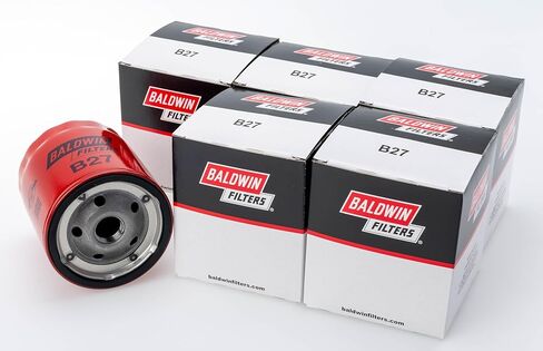 Baldwin B27 Spin-On Lube Oil Filter – Heavy-Duty Full-Flow, 18 Micron Nominal, 3.81″ OD × 4.38″ L, 13/16-16 Thread – Replaces Fram TG30, PH30, GMC 6437412, WIX 51751 and LF651 (Pack of 6) in Kuwait