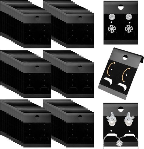 HAPY SHOP 200 PCS Black Velvet Plastic Display Cards Earring Card Holder with Back Hook for Earring Display and Organization in Saudi Arabia
