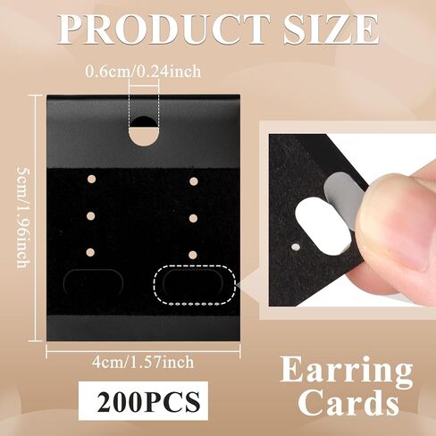 HAPY SHOP 200 PCS Black Velvet Plastic Display Cards Earring Card Holder with Back Hook for Earring Display and Organization in Saudi Arabia