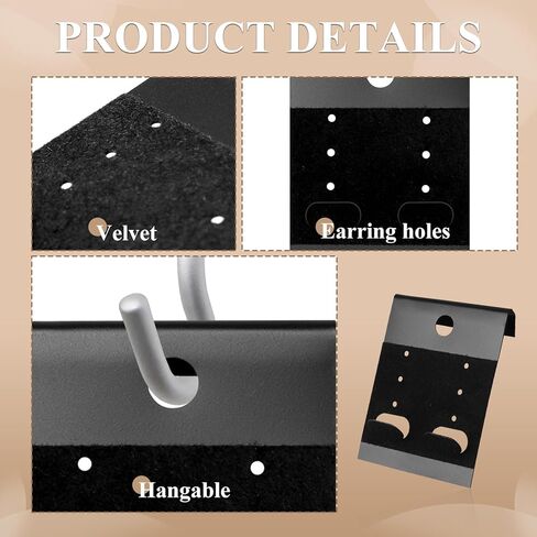 HAPY SHOP 200 PCS Black Velvet Plastic Display Cards Earring Card Holder with Back Hook for Earring Display and Organization in Saudi Arabia