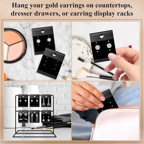 HAPY SHOP 200 PCS Black Velvet Plastic Display Cards Earring Card Holder with Back Hook for Earring Display and Organization in Saudi Arabia
