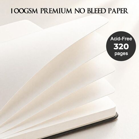 Blank Journal, Hardcover A5 Sketchbook, 320 Pages Blank Notebook, No Bleed 100 GSM Paper Sketch Book for Drawing Writing, Unlined Notebooks for Work, Leather Journal for Women Men Travel, Black in Saudi Arabia