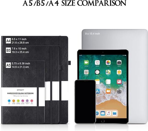 Blank Journal, Hardcover A5 Sketchbook, 320 Pages Blank Notebook, No Bleed 100 GSM Paper Sketch Book for Drawing Writing, Unlined Notebooks for Work, Leather Journal for Women Men Travel, Black in Saudi Arabia
