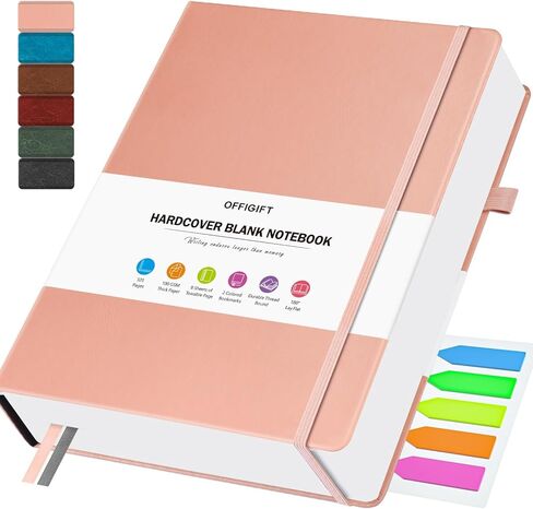Blank Journal, Hardcover A5 Sketchbook, 320 Pages Blank Notebook, No Bleed 100 GSM Paper Sketch Book for Drawing Writing, Unlined Notebooks for Work, Leather Journal for Women Men Travel, Black in Saudi Arabia