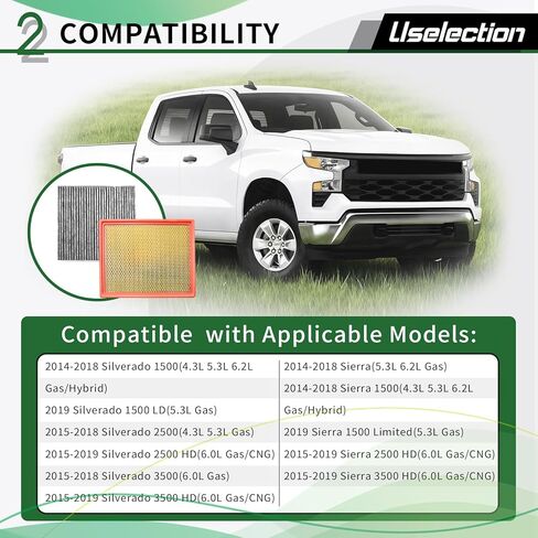 Cabin Engine Air Filter W/Activated Carbon Kit for Chevy Silverado 1500 GMC Sierra 1500 (2014-2018),Suburban Tahoe Yukon(2015-2020),Sierra 2500 3500 HD(2015-2019)(Not for Diesel),#22808781 22845992 in Saudi Arabia