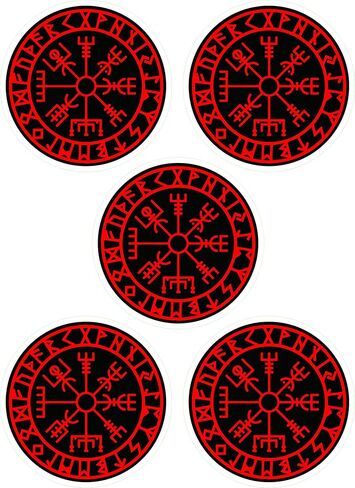 5 عبوات - ملصق نورس، ملصقات بوصلة الفايكنج Vegvisir، 2.5 بوصة - ملصق قبعة صلبة نوردية سلتيكية in Kuwait