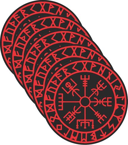 5 عبوات - ملصق نورس، ملصقات بوصلة الفايكنج Vegvisir، 2.5 بوصة - ملصق قبعة صلبة نوردية سلتيكية in Kuwait