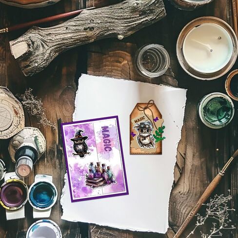 GLOBLELAND Halloween Owl Clear Stamps Owl Decorative Clear Stamps Silicone Stamps Seals for Card Making and Photo Album Decor Decoration and DIY Scrapbooking in Saudi Arabia