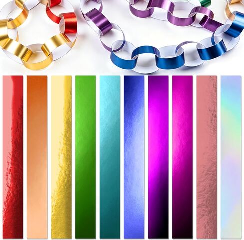 650 Sheets Paper Chain Garland 1 x 8 Inches Paper Chain Strips DIY Construction Paper Chains for Wedding Birthday Party Decorations DIY Craft Supplies (Metallic) in Saudi Arabia