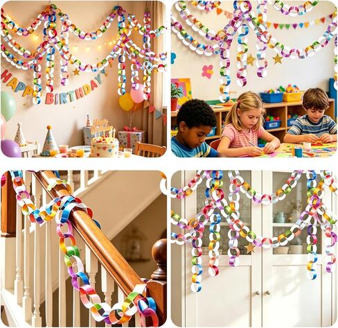 650 Sheets Paper Chain Garland 1 x 8 Inches Paper Chain Strips DIY Construction Paper Chains for Wedding Birthday Party Decorations DIY Craft Supplies (Metallic) in Saudi Arabia