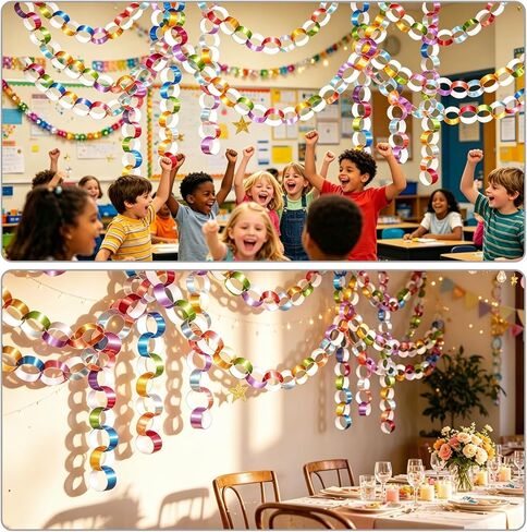 650 Sheets Paper Chain Garland 1 x 8 Inches Paper Chain Strips DIY Construction Paper Chains for Wedding Birthday Party Decorations DIY Craft Supplies (Metallic) in Saudi Arabia