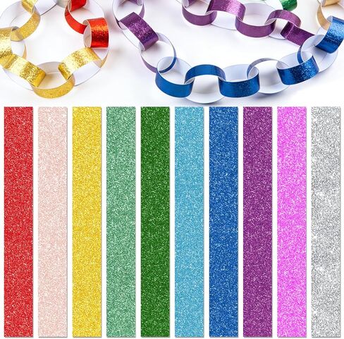 650 Sheets Paper Chain Garland 1 x 8 Inches Paper Chain Strips DIY Construction Paper Chains for Wedding Birthday Party Decorations DIY Craft Supplies (Metallic) in Saudi Arabia
