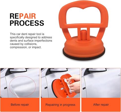 2 PCS Car Dent Pullers, Suction Cup Dent Removal Repair Tool Kit, Vacuum Handle Powerful Puller for Glass & Screen & Tile Object Moving, Portable Tool for Cars SUVs Trucks (Orange) in Saudi Arabia
