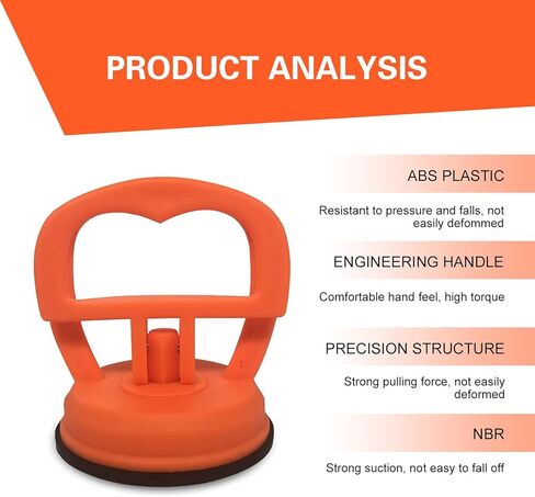 2 PCS Car Dent Pullers, Suction Cup Dent Removal Repair Tool Kit, Vacuum Handle Powerful Puller for Glass & Screen & Tile Object Moving, Portable Tool for Cars SUVs Trucks (Orange) in Saudi Arabia