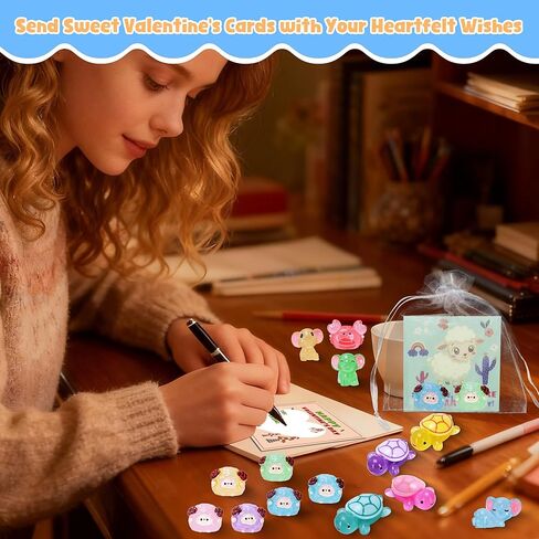 Valentines Day Cards for Kids School 32 Pcs Exchange Cards Crazy Straws for Kids School, with Goodie Bags for Class Game Prizes Classroom Exchange, Party Favors, and School Valentine in Saudi Arabia