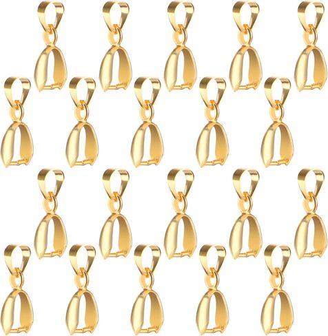 40 Pack Metal Pinch Clip Bail Clasp Dangle Bead Necklace Pendant Connector Findings, Pendant Clasp Connectors, Necklace Clip Bail for Necklaces & Bracelets(Gold) in Saudi Arabia
