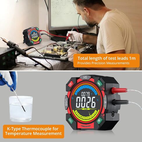 Neoteck 6000 التهم TRMS المتعدد القابلة لإعادة الشحن التلقائي تتراوح فولت متر لجهد التيار المتردد/تيار مستمر واختبار عداد كهربائي الحالي مع شاشة ملونة لNCV ديود استمرارية مقاومة درجة حرارة السعة in Kuwait