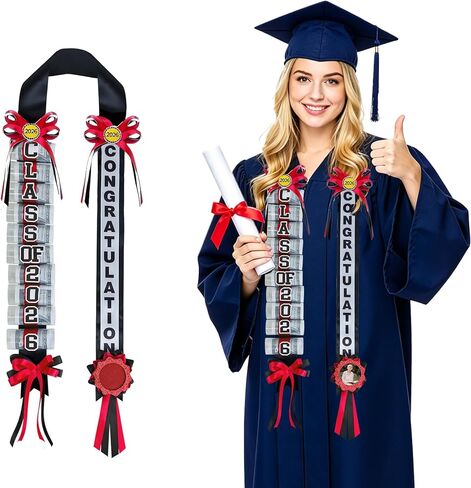 Graduation Money Lei Class of 2026 Double Ribbon Braided Lei Gift Handmade Graduation Cash Gifts for Congrats Graduates College Senior High School Gifts Party Supplies in Saudi Arabia