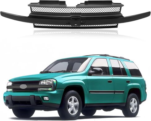 Front Grill Grille Black Center Bar With Dark Gray Mesh Insert Compatible With Chevrolet 2002-2005 Trailblazer in Saudi Arabia