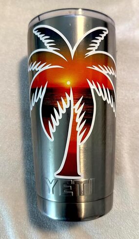 2 pcs Palm Tree Stickers, Beach Sunset Chill Vibe Car Decal Sticker, 5-inches - Premium Quality Vinyl Sticker in Kuwait