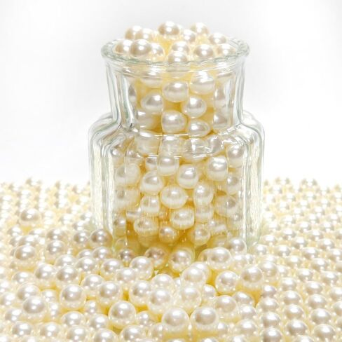 Pearls for Crafting Vibrant Small Holeless Faux Pearls Craft Glitter Beads for DIY Jewelry, Nail Art, Resin, Decoration tec (4mm Ivory White/4200pcs) in Kuwait