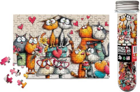 Micro Puzzles Loveable Cats Mini Jigsaw Puzzle for Adults – 150 Piece Small Pocket Puzzle 4x6 Inches, Cute Travel Puzzle, Unique Gift Idea – Made in USA in Kuwait