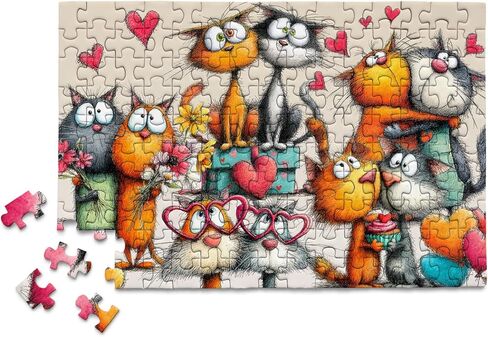 Micro Puzzles Loveable Cats Mini Jigsaw Puzzle for Adults – 150 Piece Small Pocket Puzzle 4x6 Inches, Cute Travel Puzzle, Unique Gift Idea – Made in USA in Kuwait
