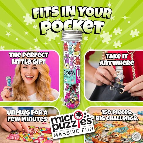 Micro Puzzles Loveable Cats Mini Jigsaw Puzzle for Adults – 150 Piece Small Pocket Puzzle 4x6 Inches, Cute Travel Puzzle, Unique Gift Idea – Made in USA in Kuwait