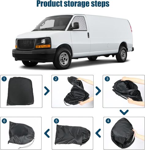 مظلة شمسية للنافذة الأمامية مخصصة لسيارة GMC Savana/Chevrolet Express Cargo Van 1996-2025، قطعتان من واقي الشمس للنافذة القابلة للطي للنوافذ الجانبية والستائر الشمسية المتكيفة مع السيارات in Kuwait