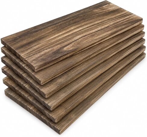6-Pack Multifunctional Unfinished Wood Planks – 16.5" x 5.9" x 0.59" Carbonized Blank Wooden Boards Ideal for Homemade DIY Crafts Front Door Signs Wall Art Small Shelf Boards & Decor Projects in Saudi Arabia