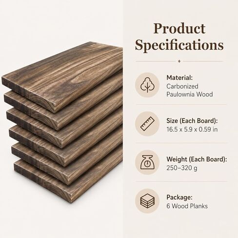 6-Pack Multifunctional Unfinished Wood Planks – 16.5" x 5.9" x 0.59" Carbonized Blank Wooden Boards Ideal for Homemade DIY Crafts Front Door Signs Wall Art Small Shelf Boards & Decor Projects in Saudi Arabia