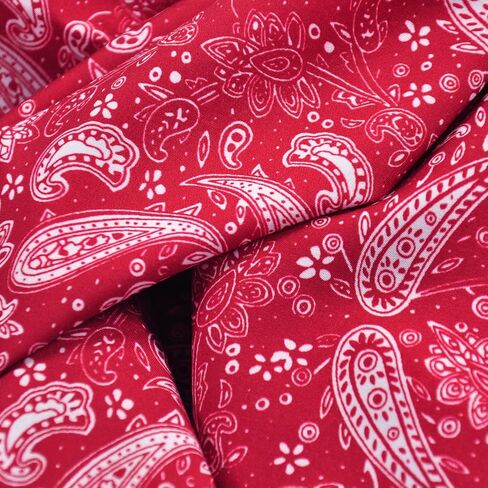 Polyester Rayon Printed Fabric for Craft and Decoration Paisley Pattern by The Yard(Red,1YD) in Saudi Arabia