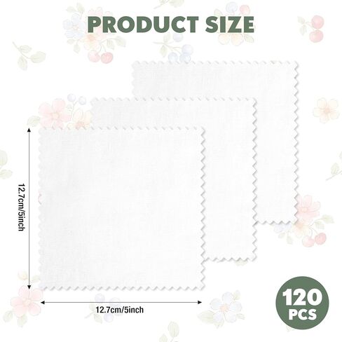 120 Pack 5" Precut Cotton Fabric Squares, Solid White Charm Pack for Quilting, Sewing, Patchwork & DIY Crafts, Soft Cotton Quilt Fabric Squares in Saudi Arabia