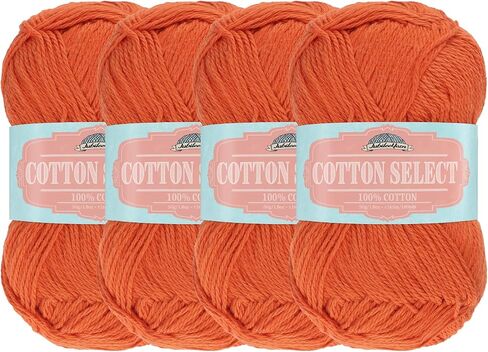 خيوط JubileeYarn Cotton Select - وزن رياضي 50 جرام/خصلة - أخضر ليموني - 4 خصلات in Kuwait
