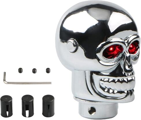 1 PC Car Shift Knob, Skull Shifter Handle with Adjustable LED Eyes Light, Personalized Easy Grip Gear Knob Head with Mounting Adapter, for Manual Transmission Cars (Red) in Saudi Arabia