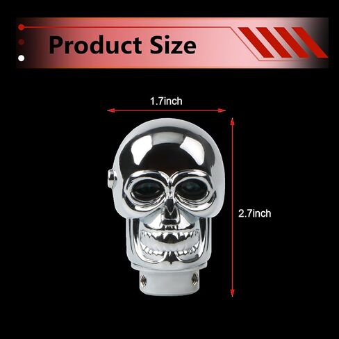 1 PC Car Shift Knob, Skull Shifter Handle with Adjustable LED Eyes Light, Personalized Easy Grip Gear Knob Head with Mounting Adapter, for Manual Transmission Cars (Red) in Saudi Arabia