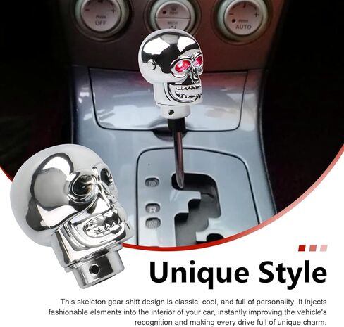 1 PC Car Shift Knob, Skull Shifter Handle with Adjustable LED Eyes Light, Personalized Easy Grip Gear Knob Head with Mounting Adapter, for Manual Transmission Cars (Red) in Saudi Arabia