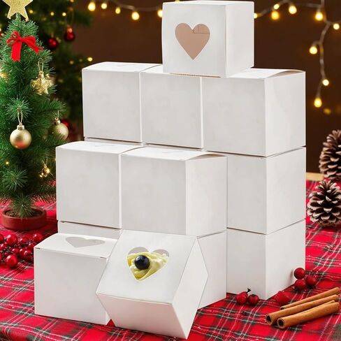 10 Pack Heart Christmas Candy Boxes, Mini Kraft Paper Gifts Wrapping Box, Valentine's Day Wedding Bridal Shower Birthday Party Cookie Sweet Jewelry Small Presents Box in Kuwait